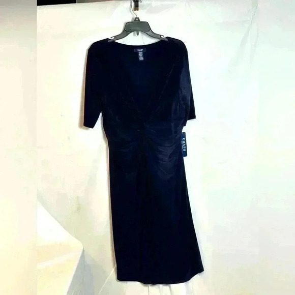 NWT! Chaps Dark Blue Dress with Cinched V Neck line (Size XL) - Picture 2 of 8